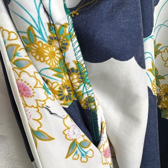 Vintage Robe Long Geisha Kimono Silver Dragon Blue De Oriental Small Medium - Picture 11 of 16